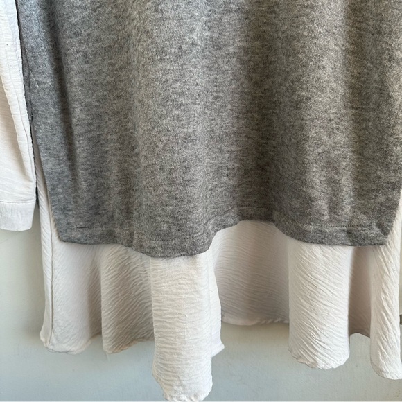 DKNY Colorblocked Gray and White Long Sleeve V-Neck Sweater Dress Size L - Picture 4 of 8